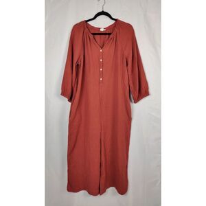 GAP Maternity Gauzy Rosy Cotton Lightweight Jumpsuit Cozy Cropped Wide Leg M